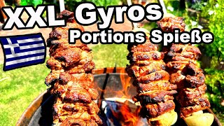 XXL Gyros Portions Spieße über offenem Feuer gegrillt  The BBQ BEAR [upl. by Phelgen924]