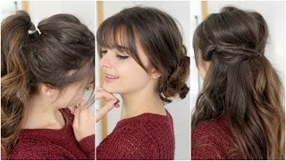 Cute Easy Hairstyles With Bangs  Tutorial [upl. by Stephen386]