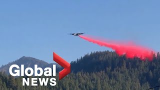 California wildfires Airplanes drop retardant from above as Dixie Caldor fires grow [upl. by Gwen921]