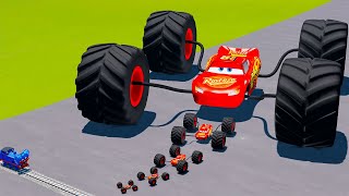 TRANSPORTING PIXAR CARS amp FRUITS WITH COLORED amp JOHN DEERE vs CLAAS vs TRACTORS  BeamNGdrive 962 [upl. by Corilla890]