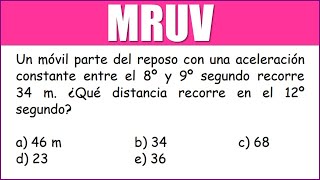 MRUV  Un móvil parte del reposo con una aceleración constante entre el 8º y 9º [upl. by Leanora]