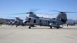 HMM364 Conducts Last CH46E Sea Knight launching of barn flight [upl. by Schroth845]