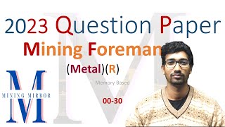 Last Year 2023 DGMS Mining Foreman Metal R Questions  030  Suitable for Mate 2nd amp 1st Class [upl. by Adalie]