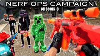 NERF OPS FORTNITE CAMPAIGN  MISSION 3  MINECRAFT BATTLE Nerf First Person Shooter [upl. by Ahselaf]