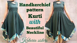 Handkerchief pattern kurti with stylish neck design [upl. by Noxin]