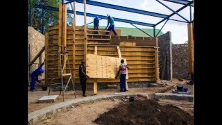 Rammed Earth Construction formwork removal [upl. by Chrisse]