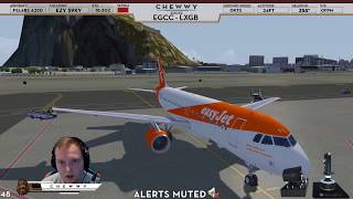 P3D v41 Gibraltar RNAV RNP Approach  Easyjet A320 at LXGB [upl. by Ayatal884]