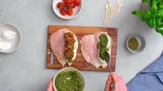 Gevulde kipfilet met mozzarella tomaat en pesto [upl. by Blythe]