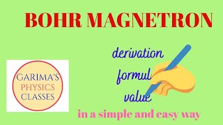 BOHR MAGNETONderivation of Bohr magnetonValue of bohr magneton [upl. by Cresa]