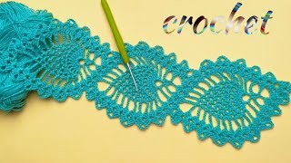 Very easy beautiful crochet LACE pattern tutorial Ribbon lace knitting for beginners [upl. by Donaghue634]