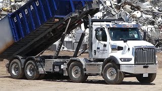 Scrap Metal Recycling Liebherr R944 Excavator Western Star Dumpster Truck [upl. by Louisette]