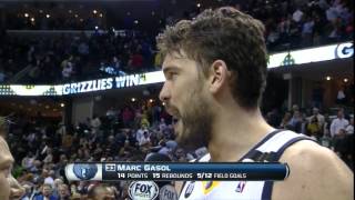 Marc Gasol game winning tipin  postgame interview  Thunder  Grizzlies  20130320 [upl. by Rehtnug915]