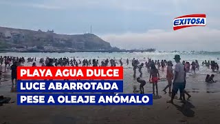 🔴🔵Chorrillos Playa Agua Dulce luce abarrotada pese a oleaje anómalo [upl. by Goldstein260]