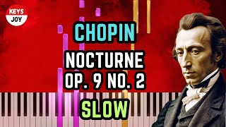 🎹 Frederic Chopin  Nocturne Op 9 No 2  SLOW Piano and Keyboard Tutorial [upl. by Ray]