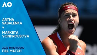 Aryna Sabalenka v Marketa Vondrousova Full Match  Australian Open 2022 Third Round [upl. by Galer]