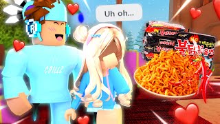 SPICY NOODLES CHALLENGE With My Girlfriend In MM2 [upl. by Efrem]