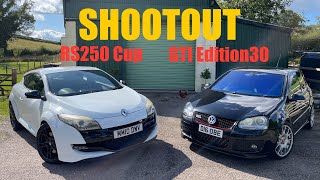 Ultimate Used HotHatch SHOOTOUT  Megane RS250 Cup v Golf GTI Edition30 [upl. by Anirbaz]