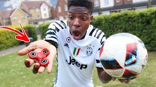 YOUTUBER BREAKS Kids RARE 1000mph Fidget Spinner using a football [upl. by Sitruk]