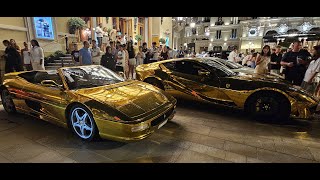 SUPERCARS MONACO 2024 2X GOLD FERRARI BCHIRON LaFERRARIcarspottingluxurycarspottingmonaco [upl. by Anigar]