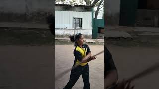 silambam kid performancesilambam girl schoolgame shorts trendingshorts status motivation art [upl. by Ahsienom]