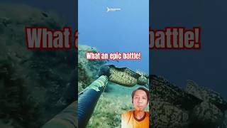 Fight with a Giant Moray Eel Epic Spearfishing Adventure AmazingFishing MorayEel [upl. by Kwarteng]