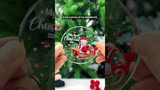 Custom Photo My First Christmas  Personalized Circle Glass Ornament [upl. by Okir]