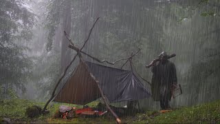 Dark and Gloomy Heavy Rain and  Rainstorm Camping  ASMR [upl. by Legim]