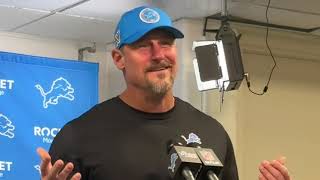 Dan Campbell says Lions didn’t play their best against the Titans but they still won 5214 [upl. by Nahgem750]