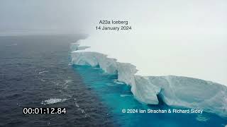 Iceberg A23a  Drone footage of the largest iceberg on earth eroding in the Southern Ocean [upl. by Yknarf354]