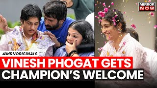 Vinesh Phogat Arrives In India Breaks Down Into Tears After A Champion’s Welcome  English News [upl. by Zina]