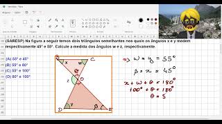 Resolução de Problema Geométrico Triângulos Semelhantes e Medidas de Ângulos [upl. by Idnek]