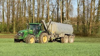 John Deere 7920 amp Agrimat mesttank  Loonwerken Bart Cosijn [upl. by Rudich]