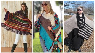 highly requested stylish different types of knitting pattern poncho design and ideas 2024 [upl. by Izmar402]