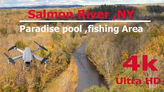 Paradise pool Fishing hotspot Salmon River NY in 4k UHD Drone Film 8KWorld RelaxationFilm [upl. by Ahseyn]