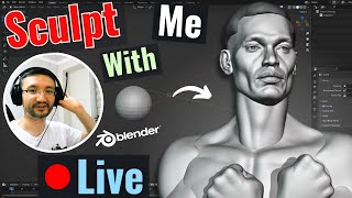 Sculpting Male Head Portrait in Blender  Live [upl. by Chandless355]