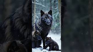 Snow black wolf famy wolf nature wildlife foryou short love marwaking009 newsong [upl. by Adnicaj]