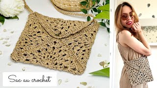 Comment faire un sac au crochet en raphia ✨ Tuto crochet facile 🧶 1 PELOTE  1 OUVRAGE Granny square [upl. by Camus572]