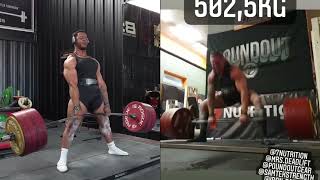 Jamal Browner 500KG VS Krzysztof Wierzbicki 5025 KG Deadlift  Side By Side Comparison [upl. by Anirahtak664]