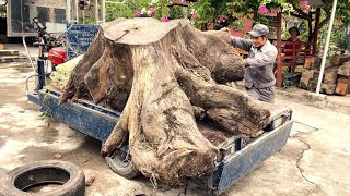 A Masterpiece Of Art From A Large Tree Stump  That Is An Excellent Tea Table [upl. by Ahsikel]