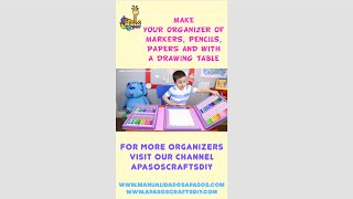 Organizer for Markers Pencils papers and with a Drawing Table  aPasos Crafts DIY [upl. by Imerej]