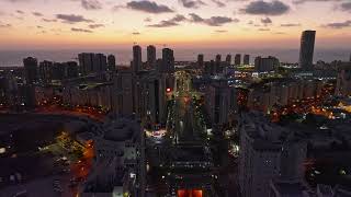 Night Ashdod Israel 4k Drone Mavic [upl. by Annoel]