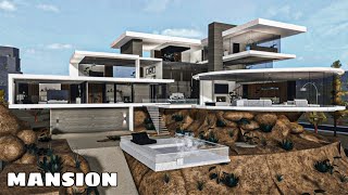 Bloxburg Mansion Hill Luxury Modern House NO LARGEPLOT  House Build [upl. by Steele]