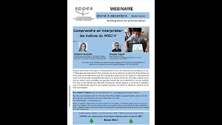 Webinaire Comprendre et interpréter les indices du WISCV [upl. by Yumuk]