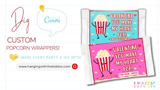 DIY Popcorn Bag Wrapper Custom Party Favors National Popcorn Day [upl. by Dinah]