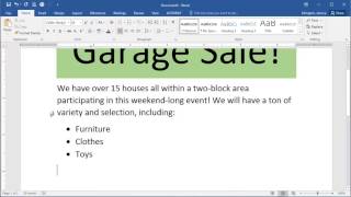 Microsoft Word 2016  Creating Bulleted Lists [upl. by Yebot]