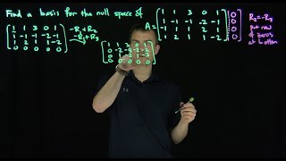 Finding the Basis of the Null Space of a 4x5 Matrix [upl. by Columbyne]