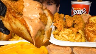 ASMR MUKBANG RAISING CANES CHICKEN amp FRIES WITH EXTRA CANES SAUCE amp TOAST [upl. by Squires]