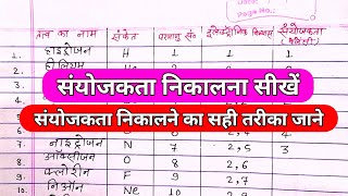 संयोजकता  valency Kaise nikale  sanyojakta Kaise nikale studywithsaudagar chemistry [upl. by Aleahcim597]