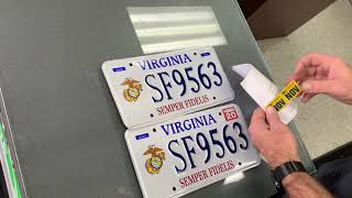 Virginia License Plate Sticker Install  year and month DMV GampC Tire and Auto Service [upl. by Leckie]