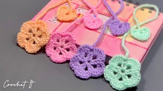 Crochet Flower Bookmark  Easy and Fast  Full tutorial  Crochet It [upl. by Masera]